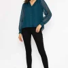 Rowen Avenue Dobby Texture Blouse In Teal*Women Tops & Blouses