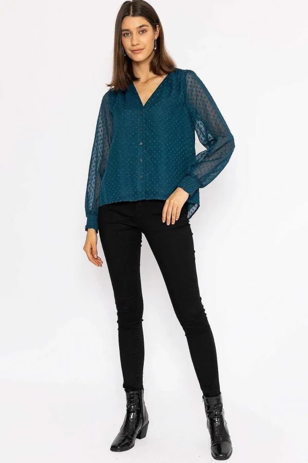 Rowen Avenue Dobby Texture Blouse In Teal*Women Tops & Blouses