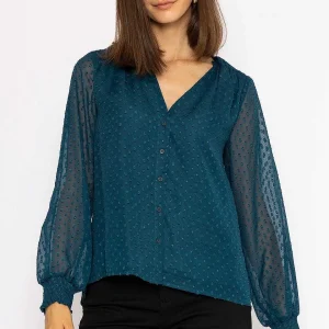 Rowen Avenue Dobby Texture Blouse In Teal*Women Tops & Blouses