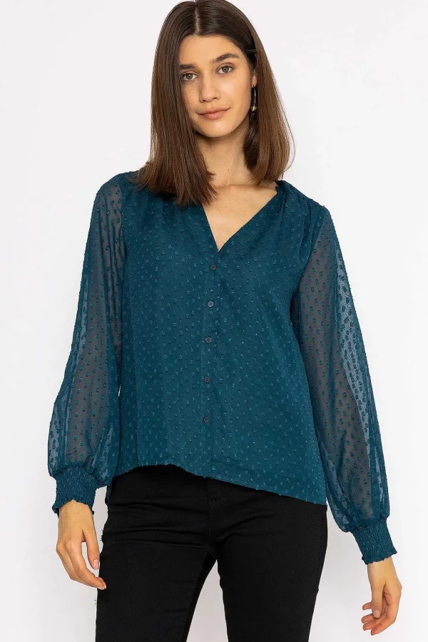 Rowen Avenue Dobby Texture Blouse In Teal*Women Tops & Blouses