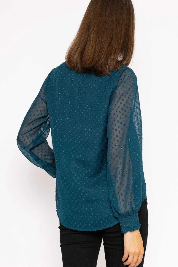 Rowen Avenue Dobby Texture Blouse In Teal*Women Tops & Blouses