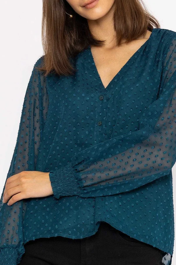 Rowen Avenue Dobby Texture Blouse In Teal*Women Tops & Blouses