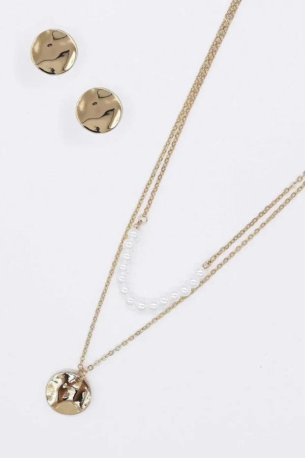 Joularie Double Strand Coin Pendant Necklace In Gold* Necklaces