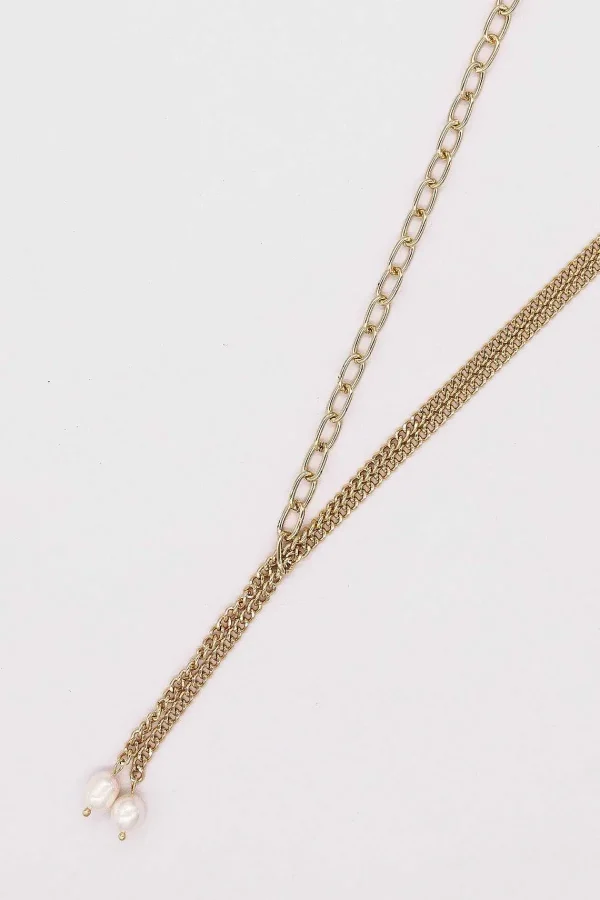 Joularie Double Strand Pearl Drop Chain* Necklaces