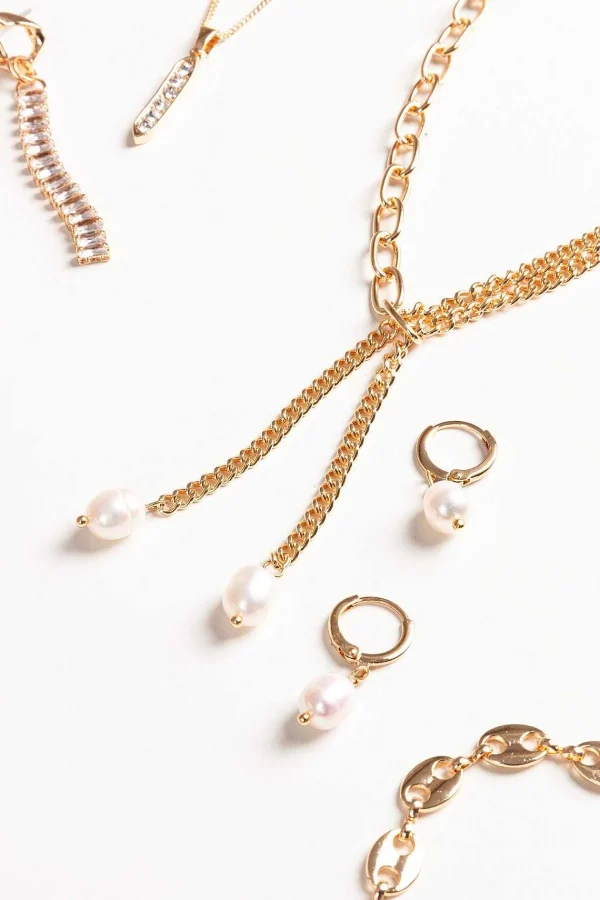 Joularie Double Strand Pearl Drop Chain* Necklaces