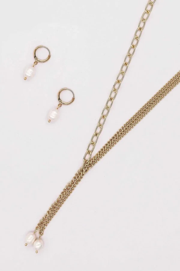 Joularie Double Strand Pearl Drop Chain* Necklaces