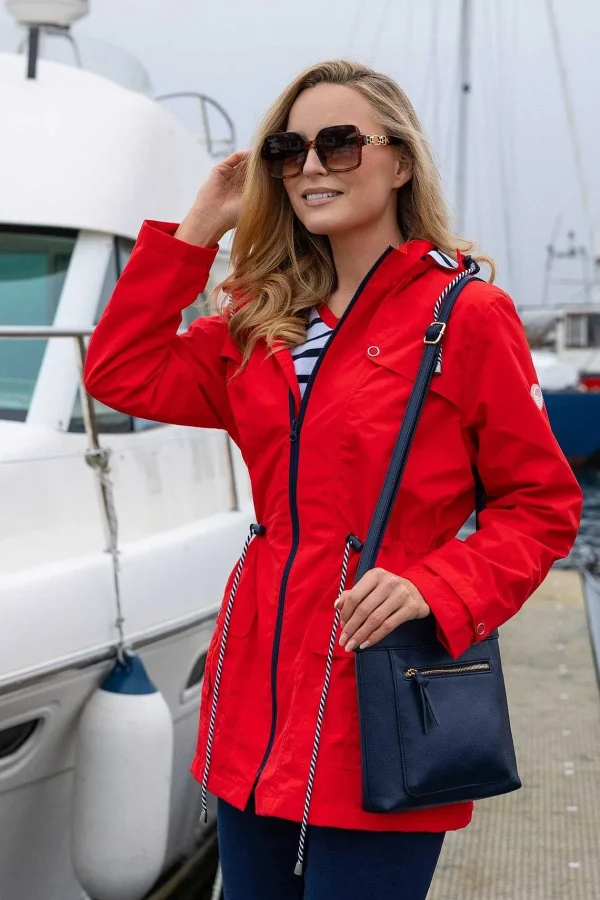 West Quay Drawstring Jacket With Stripe Lining In Red*Women Coats & Jackets