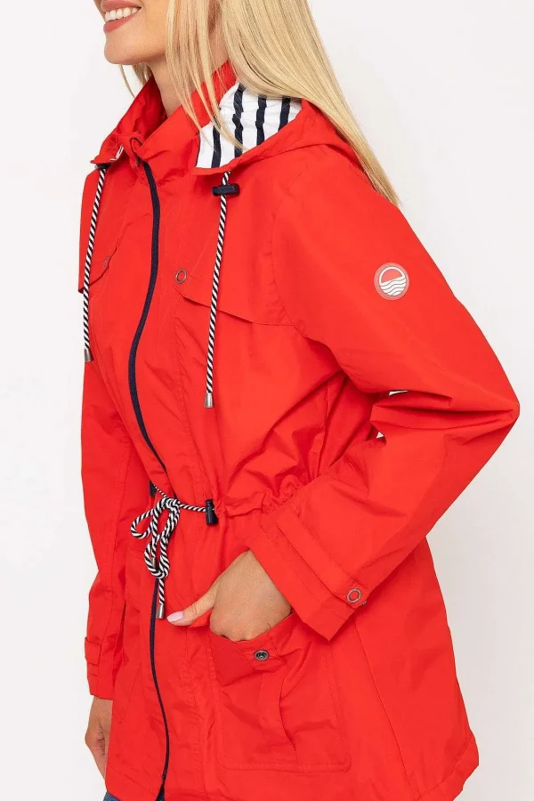 West Quay Drawstring Jacket With Stripe Lining In Red*Women Coats & Jackets