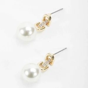 Joularie Drop Link Pearl Earring*Women April Edit