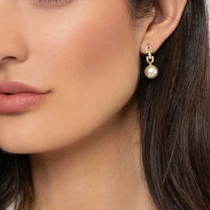 Joularie Drop Link Pearl Earring*Women April Edit