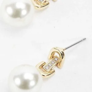 Joularie Drop Link Pearl Earring*Women April Edit