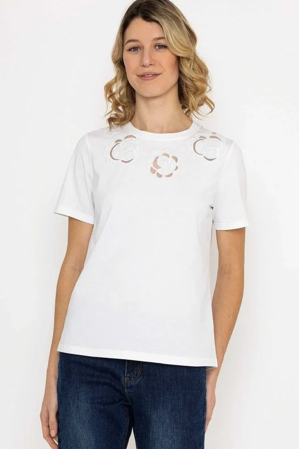 Kelly & Grace Weekend Embroidered T-Shirt In White*Women Tops & Blouses