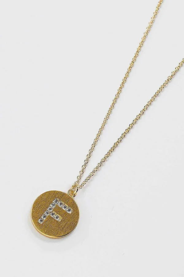 Cherish F Initial Necklace In Gold* Boxed Gifts