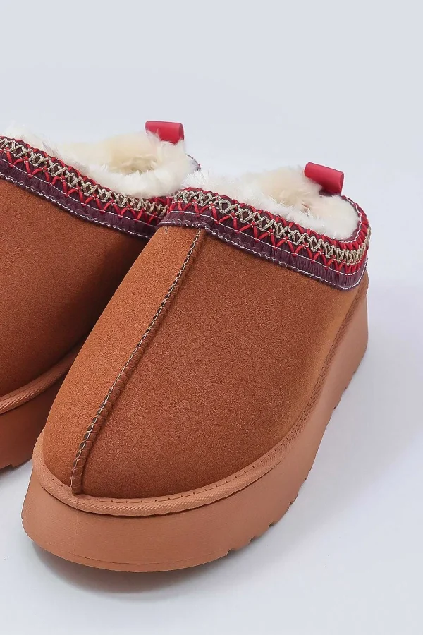 Cherish Accessories Faux Fur Cosy Slippers In Tan*Women Nightwear