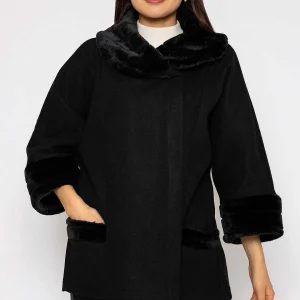 Pala D'oro Faux Fur Trim Jacket In Black*Women Coats & Jackets