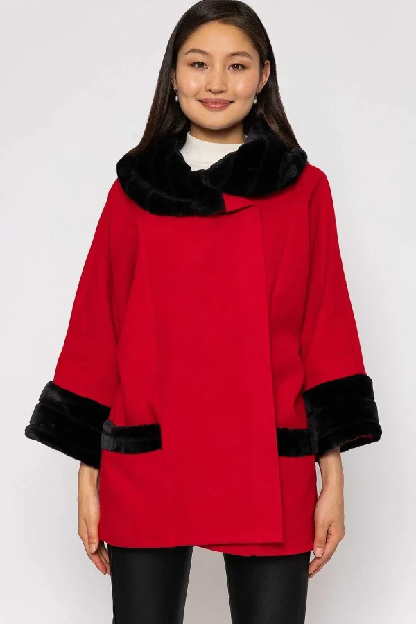 Pala D'oro Faux Fur Trim Jacket In Red*Women Coats & Jackets