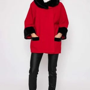 Pala D'oro Faux Fur Trim Jacket In Red*Women Coats & Jackets