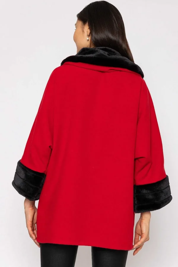 Pala D'oro Faux Fur Trim Jacket In Red*Women Coats & Jackets