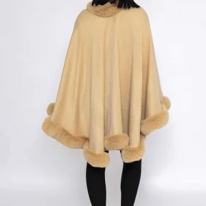 J'aime la Vie Faux Fur Trim Wrap In Camel*Women Coats & Jackets