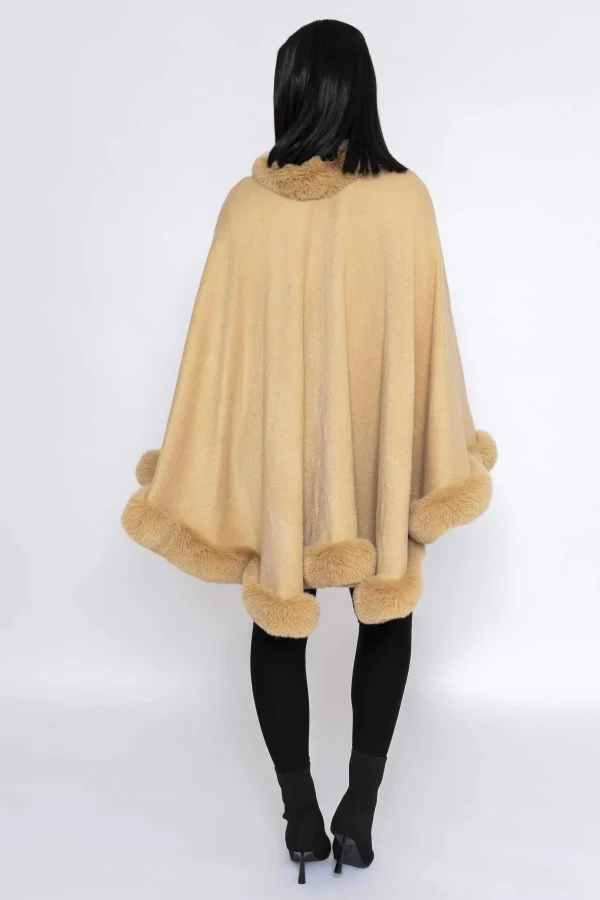 J'aime la Vie Faux Fur Trim Wrap In Camel*Women Coats & Jackets