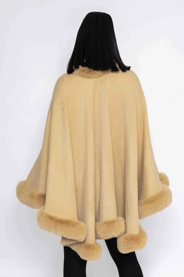 J'aime la Vie Faux Fur Trim Wrap In Camel*Women Coats & Jackets