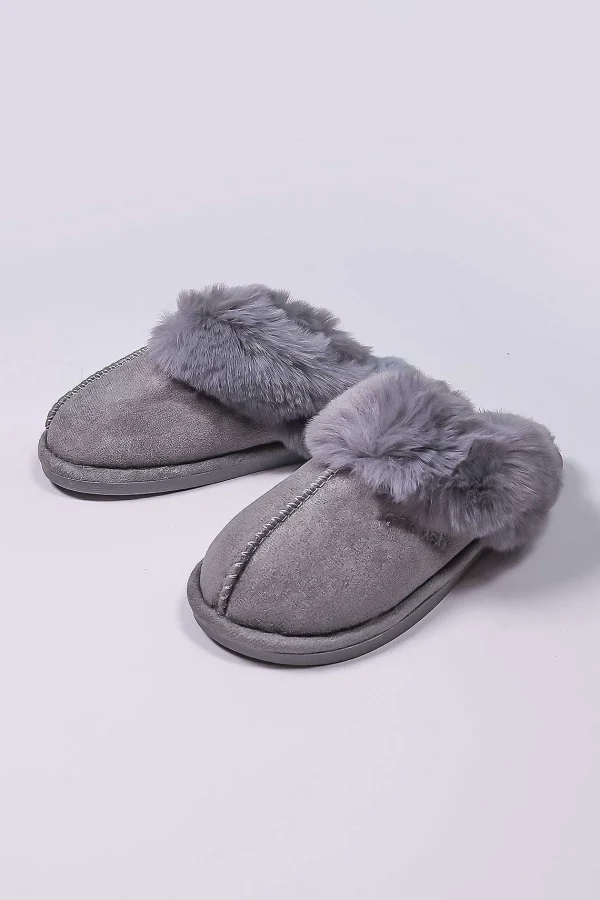 Cherish Accessories Faux Suede Mule In Grey*Women Nightwear