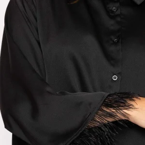 Pala D'oro Feather Cuff Shirt In Black*Women Tops & Blouses