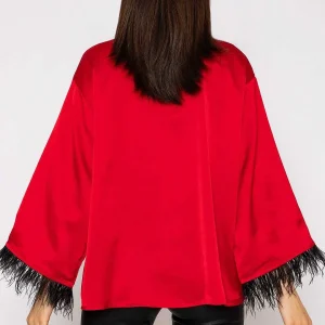 Pala D'oro Feather Cuff Shirt In Red*Women Tops & Blouses