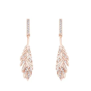 Tipperary Crystal Jewellery Feather Drop Earrings In Rose Gold* Earrings