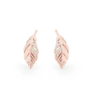 Tipperary Crystal Jewellery Feather Mini Stud Earrings In Rose Gold* Earrings