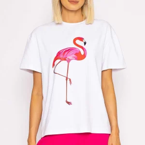 Pala D'oro Flamingo Printed T-Shirt In White*Women Tops & Blouses