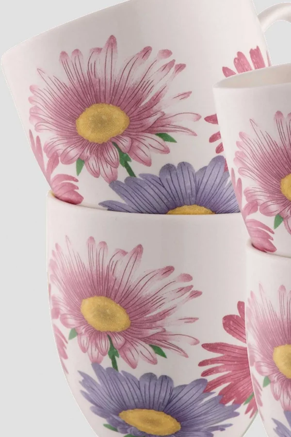 Belleek Floral Ceramic 4 Piece Mug Set* Homeware