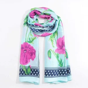 SOUL Accessories Floral Polka Boarder Scarf In Blue* Accessories