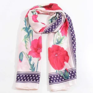 SOUL Accessories Floral Polka Boarder Scarf In Red* Accessories