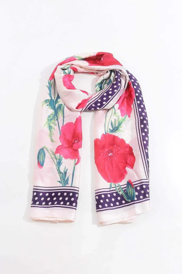 SOUL Accessories Floral Polka Boarder Scarf In Red* Accessories