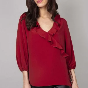 Rowen Avenue Frill Blouse In Burgundy*Women Tops & Blouses