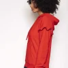 Kelly & Grace Weekend Frill Sleeve Hoody In Red*Women Hoodies & Sweatshirts