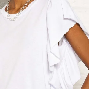 Pala D'oro Sport Frill Sleeve T-Shirt In White*Women Tops & Blouses