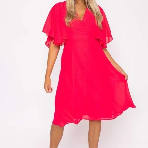 Rowen Avenue Fuchsia Angel Sleeve Dress* Sale Dresses