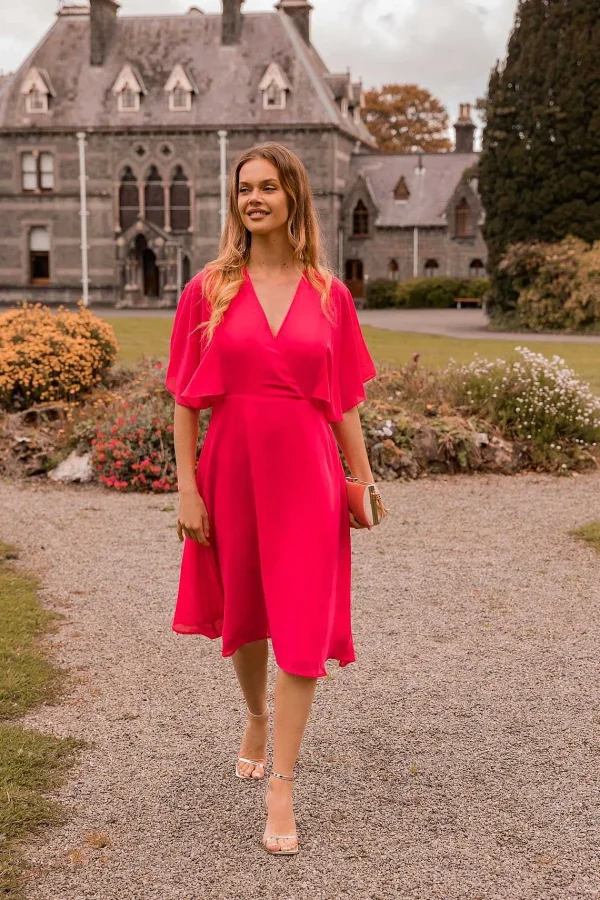Rowen Avenue Fuchsia Angel Sleeve Dress* Sale Dresses