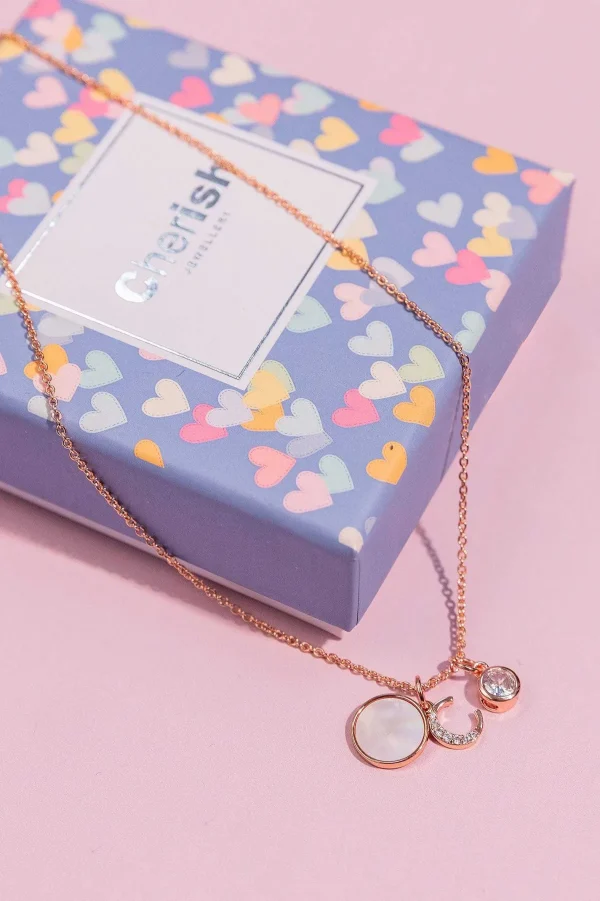 Cherish G Initial Necklace In Rose Gold* Jewellery