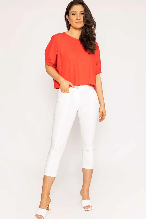 Peruzzi Gathered Cuff Top In Mandarin*Women Tops & Blouses