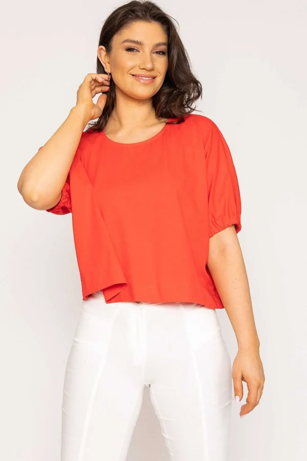 Peruzzi Gathered Cuff Top In Mandarin*Women Tops & Blouses