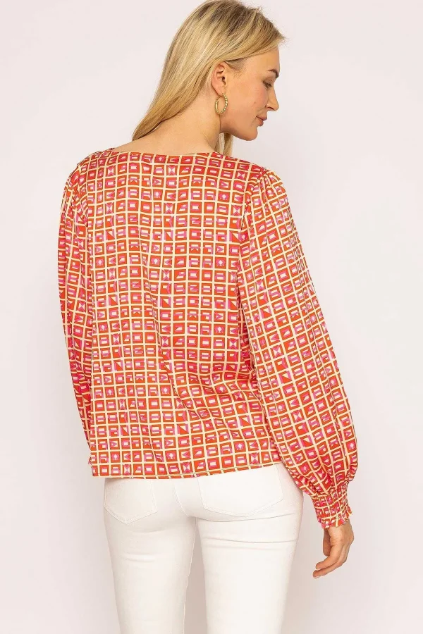 Rowen Avenue Geo Print Blouse In Red*Women Tops & Blouses