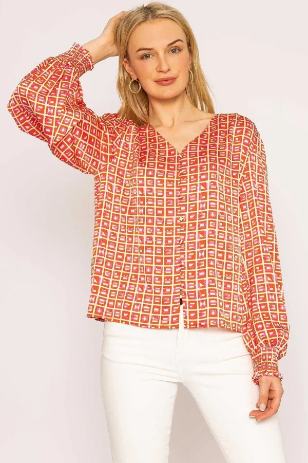 Rowen Avenue Geo Print Blouse In Red*Women Tops & Blouses