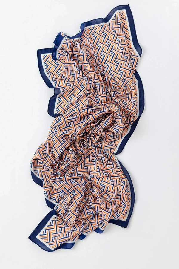 Pala D'oro Accessories Geo Print Scarf In Navy* Accessories