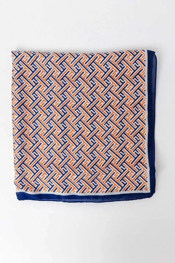 Pala D'oro Accessories Geo Print Scarf In Navy* Accessories