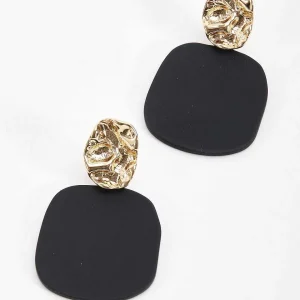 Soul Jewellery Geometric Textured Earrings In Gold & Black* Earrings