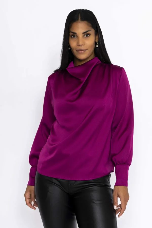 Pala D'oro Gigi Sateen Top In Magenta*Women Tops & Blouses