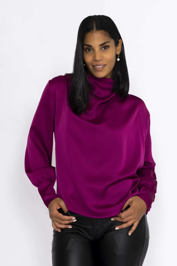 Pala D'oro Gigi Sateen Top In Magenta*Women Tops & Blouses